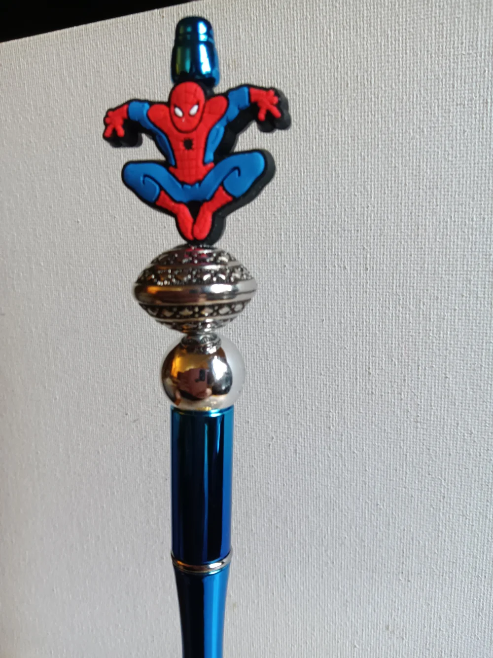 Blue and Red Novelty Beadable Pen